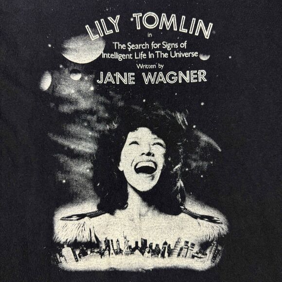 Vintage 90s 1991 Lily Tomlin Search Signs Intelligent Life Universe T-Shirt Film - Picture 2 of 5